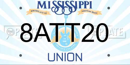 8ATT20 Mississippi License Plate