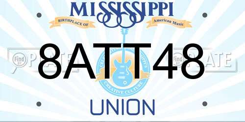 8ATT48 Mississippi License Plate
