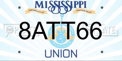 8ATT66 Mississippi License Plate
