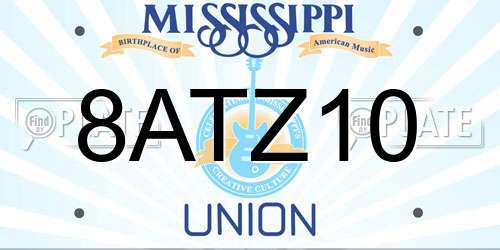 8ATZ10 Mississippi License Plate