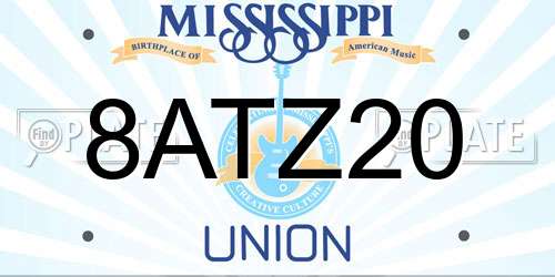 8ATZ20 Mississippi License Plate