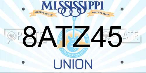 8ATZ45 Mississippi License Plate