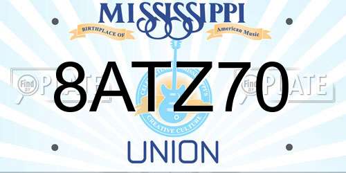 8ATZ70 Mississippi License Plate