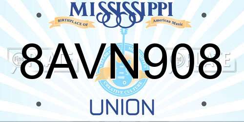 8AVN908 Mississippi License Plate