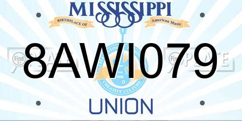 8AWI079 Mississippi License Plate