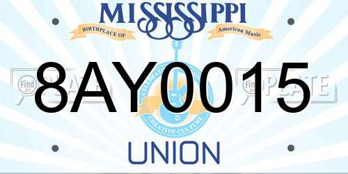8AY0015 Mississippi License Plate