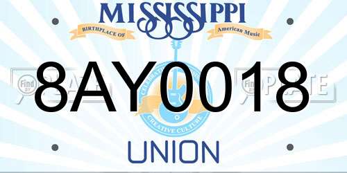 8AY0018 Mississippi License Plate