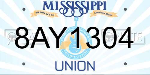 8AY1304 Mississippi License Plate