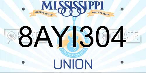 8AYI304 Mississippi License Plate