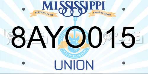 8AYO015 Mississippi License Plate