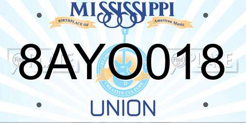 8AYO018 Mississippi License Plate