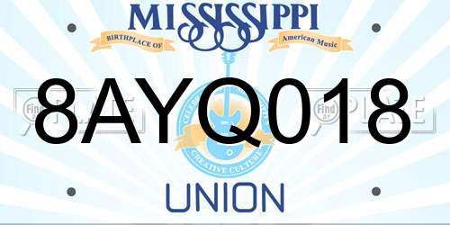 8AYQ018 Mississippi License Plate
