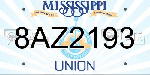 8AZ2193 Mississippi License Plate