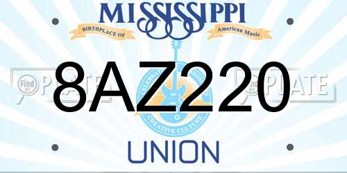 8AZ220 Mississippi License Plate