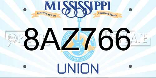 8AZ766 Mississippi License Plate