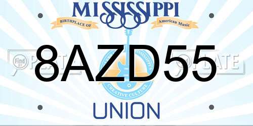 8AZD55 Mississippi License Plate