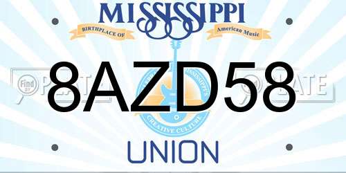 8AZD58 Mississippi License Plate