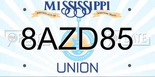 8AZD85 Mississippi License Plate