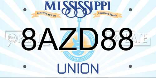 8AZD88 Mississippi License Plate