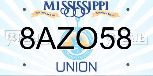 8AZO58 Mississippi License Plate