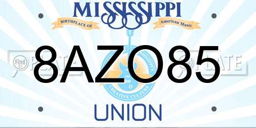 8AZO85 Mississippi License Plate