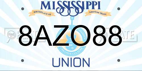 8AZO88 Mississippi License Plate
