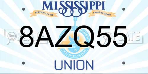 8AZQ55 Mississippi License Plate