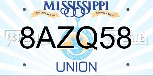 8AZQ58 Mississippi License Plate