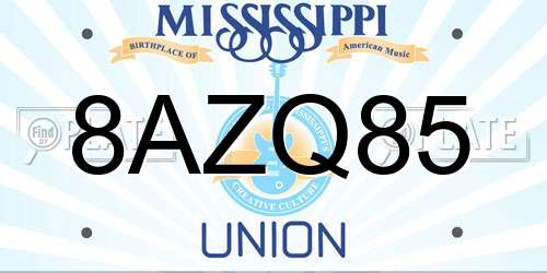 8AZQ85 Mississippi License Plate