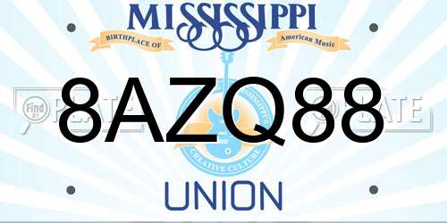 8AZQ88 Mississippi License Plate