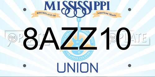 8AZZ10 Mississippi License Plate