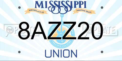 8AZZ20 Mississippi License Plate