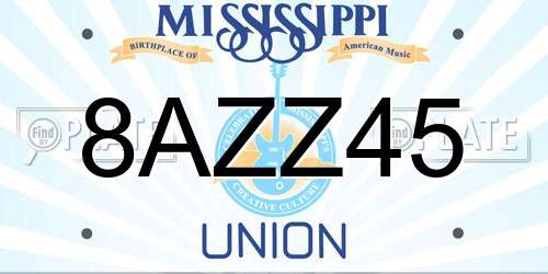 8AZZ45 Mississippi License Plate