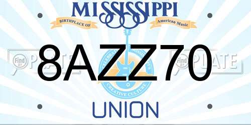 8AZZ70 Mississippi License Plate