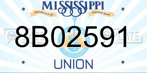 8B02591 Mississippi License Plate