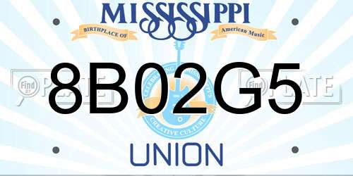8B02G5 Mississippi License Plate