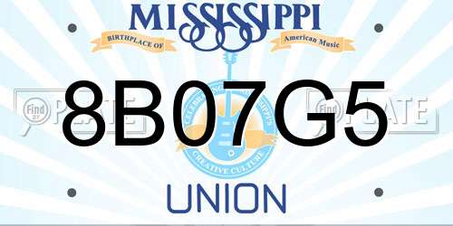 8B07G5 Mississippi License Plate