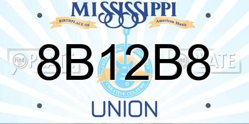 8B12B8 Mississippi License Plate