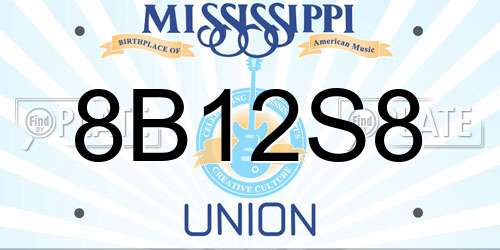 8B12S8 Mississippi License Plate