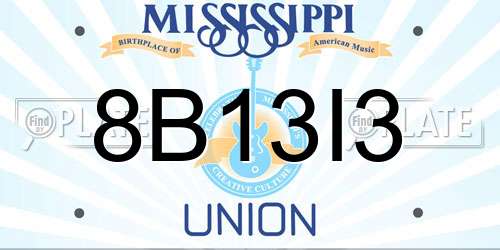 8B13I3 Mississippi License Plate