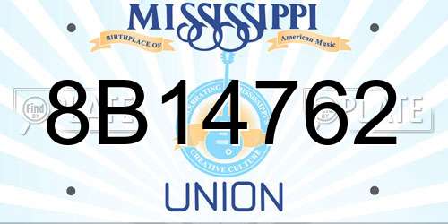 8B14762 Mississippi License Plate