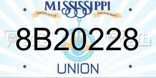 8B20228 Mississippi License Plate