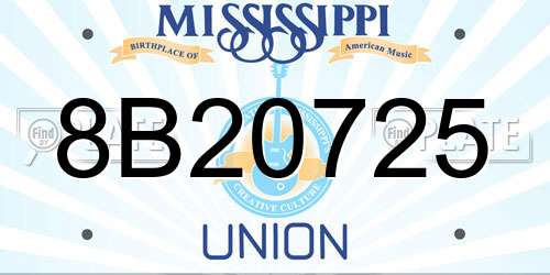 8B20725 Mississippi License Plate