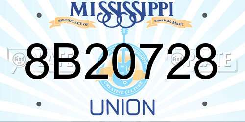 8B20728 Mississippi License Plate