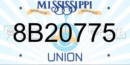 8B20775 Mississippi License Plate