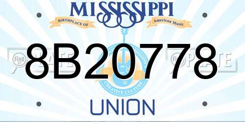 8B20778 Mississippi License Plate