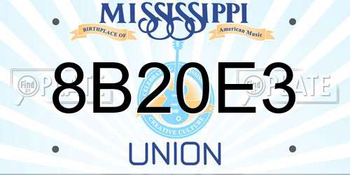 8B20E3 Mississippi License Plate