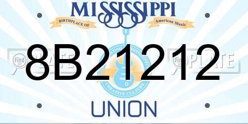 8B21212 Mississippi License Plate