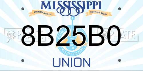 8B25B0 Mississippi License Plate