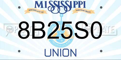 8B25S0 Mississippi License Plate